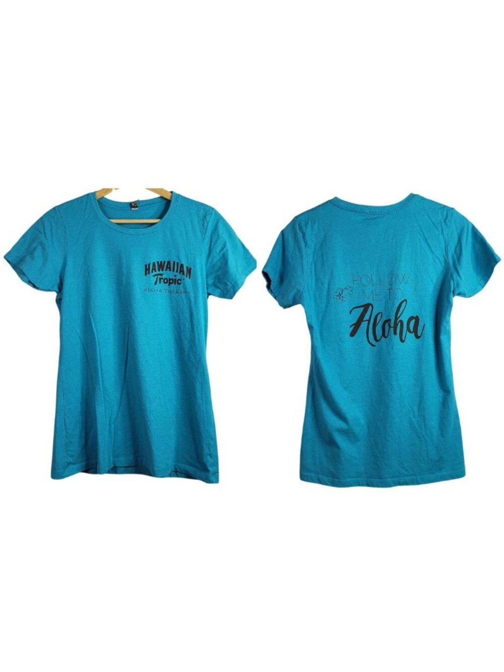 Hawaiian Tropic T Shirt Blue XL Aloha Therapy Short Sleeve Pullover Crew Neck